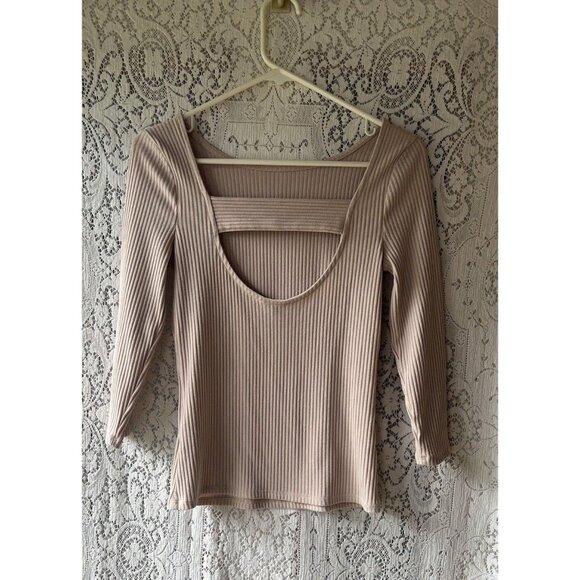 Guess Light‎ Pink Ribbed Open Back Shirt Women's Size Medium - Picture 5 of 7